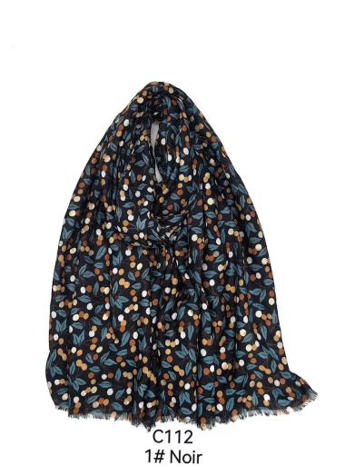Wholesaler M&P Accessoires - Leaf and polka dot print scarf with gilding