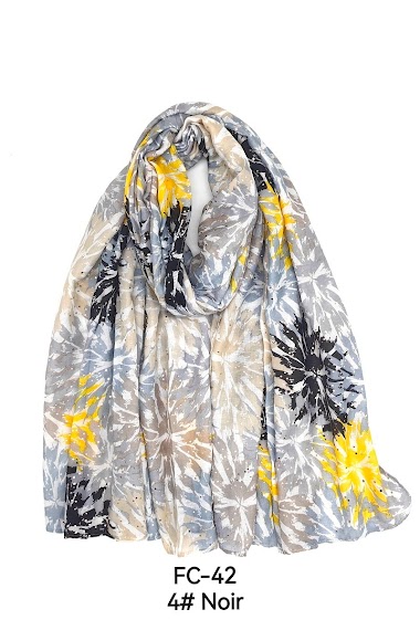 Wholesaler M&P Accessoires - Floral print scarf with gilding