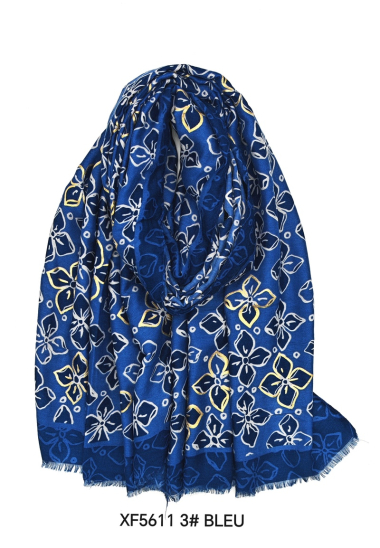 Grossiste M&P Accessoires - Foulard imprimé fleuri avec dorure