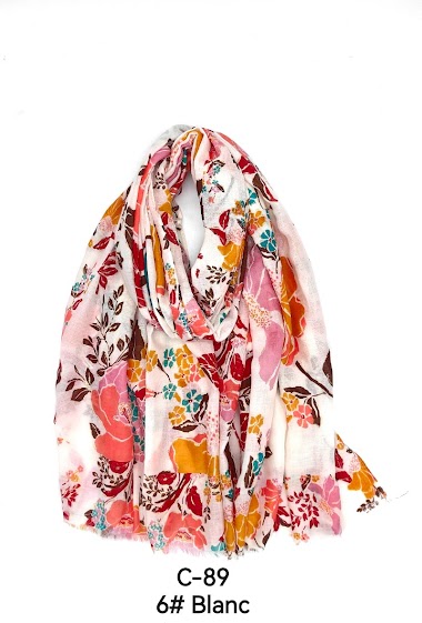 Flower print scarf with gilding