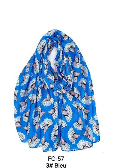 Großhändler M&P Accessoires - Flower print scarf with gilding