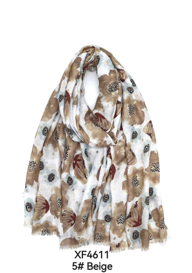 Wholesaler M&P Accessoires - Flower print scarf with gilding