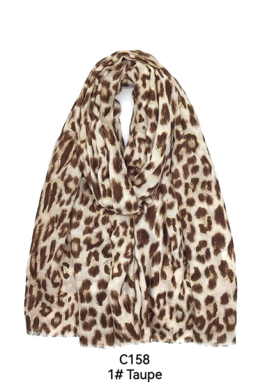 Grossiste M&P Accessoires - Foulard imprimé léopard avec dorure
