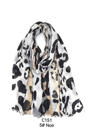 Großhändler M&P Accessoires - Schal mit Leopardenmuster und Vergoldung