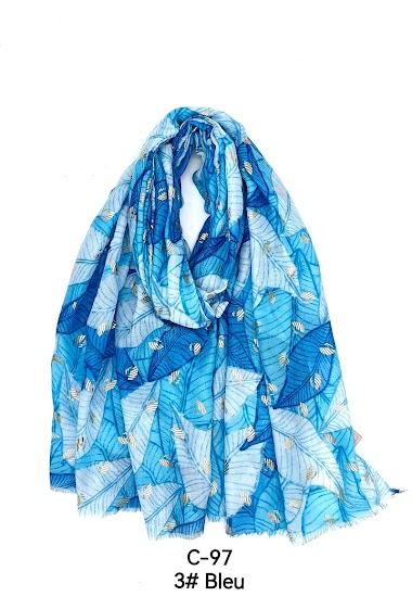 Wholesaler M&P Accessoires - Leaf pattern printed scarf with gilding
