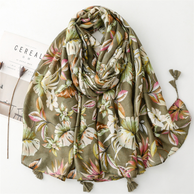 Großhändler M&P Accessoires - Schal mit Blumenmuster und Pompons