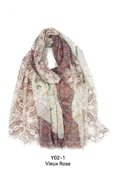 Großhändler M&P Accessoires - Flower pattern printed lurex scarf