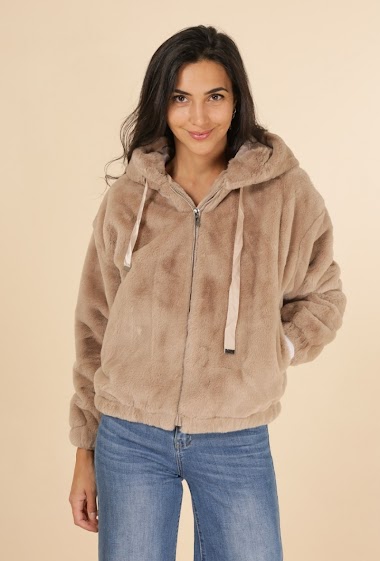 Wholesaler M&P Accessoires - Faux fur zipped coat with drawstring hood