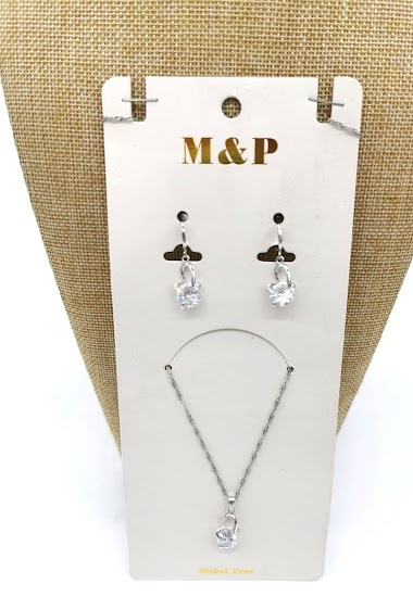 Grossiste M&P Accessoires - Parure collier et boucles d'oreilles
