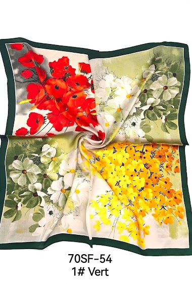 Grossiste M&P Accessoires - Petit carré 70*70 cm imprimé fleurs