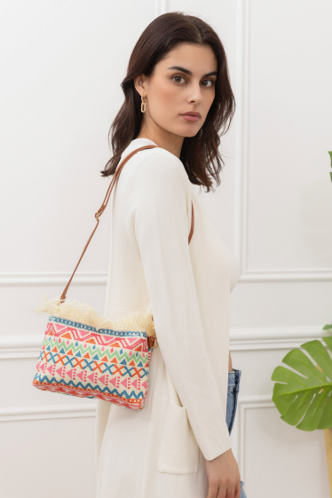 Grossiste M&P Accessoires - Petit sac à bandoulière porté travers réglable coton imprimé multicolore