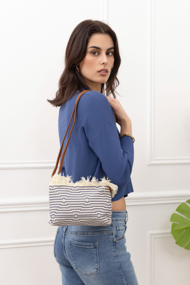 Grossiste M&P Accessoires - Petit sac à bandoulière porté travers réglable coton imprimé géométrique