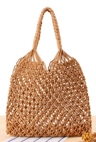 Wholesaler M&P Accessoires - Shoulder tote bag braided beach bag with removable pocket