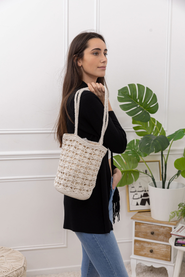 Grossiste M&P Accessoires - Sac seau femme porté épaule sac plage tressé coton
