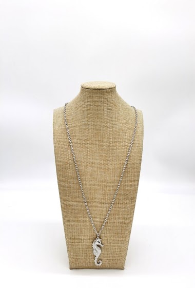 Großhändler M&P Accessoires - Lange Halskette mit Seepferdchenanhänger