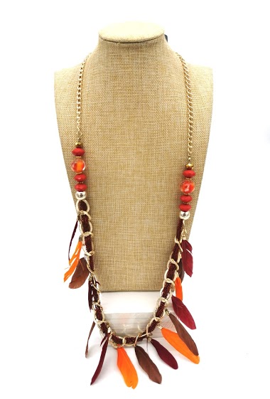 Wholesaler M&P Accessoires - Long necklace with feathers