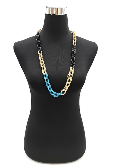 Mayorista M&P Accessoires - Elegante collar largo de malla metálica y PVC