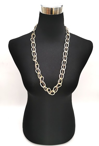 Wholesaler M&P Accessoires - Fancy metal mesh and PVC long necklace