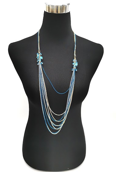 Wholesaler M&P Accessoires - Fancy metal multi chain long necklace