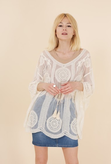 Wholesaler M&P Accessoires - Bohemian beach tunic cover transparent lace swimsuit