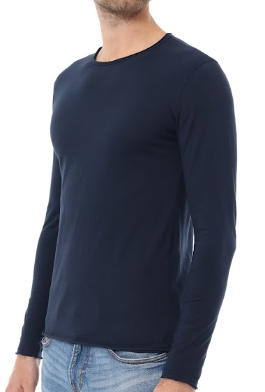 Großhändler Mentex Homme - Plain light round neck cotton sweater