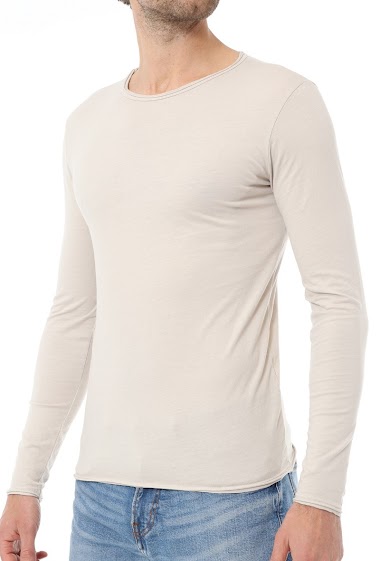 Wholesaler Mentex Homme - Plain light round neck cotton sweater
