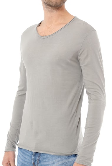 Großhändler Mentex Homme - Lightweight plain cotton V-neck sweater