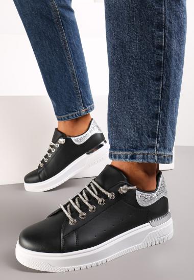 Wholesaler Mulanka - lace-up sneakers with a buckle and rhinestones on the back