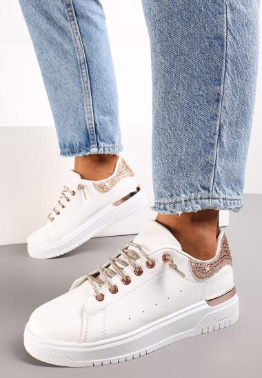 Wholesaler Mulanka - lace-up sneakers with a buckle and rhinestones on the back