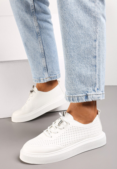 Wholesaler Mulanka - low-top lace-up sneakers with thick perforated sole