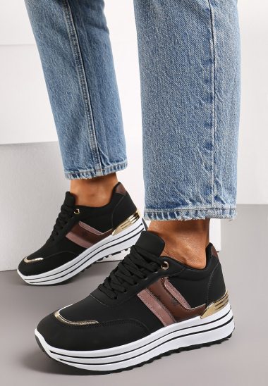Wholesaler Mulanka - lace-up wedge sneakers with a gold buckle at the back