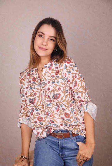 Wholesalers MUSY MUSE - Cotton printed blouse