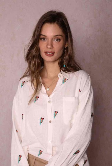 Wholesaler MUSY MUSE - Parrot embroidered shirt