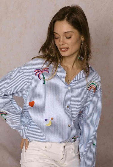 Wholesaler MUSY MUSE - Embroidered striped shirt