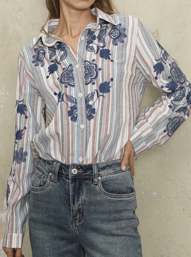 Wholesaler MUSY MUSE - Embroidered striped shirt