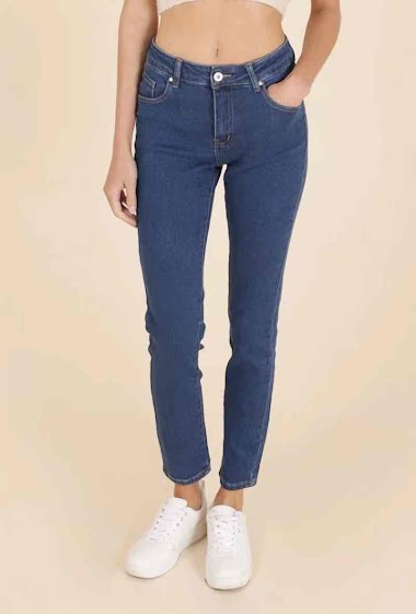 Großhändler MUSY MUSE - Blaue Slim-Jeans mit hoher Taille