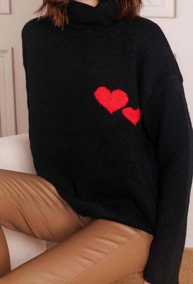 Wholesalers MUSY MUSE - Turtleneck sweater with hearts