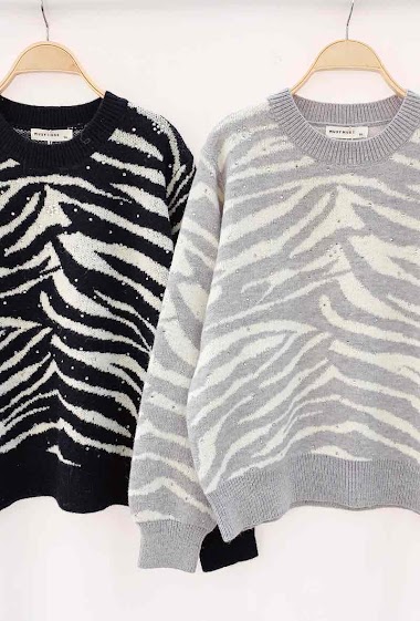 Wholesaler MUSY MUSE - Zebra sweater with rhinestones