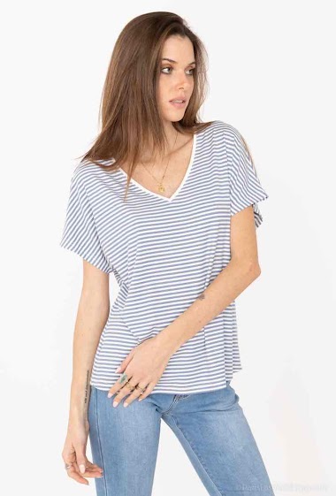 Wholesalers MUSY MUSE - Striped cotton T-shirt