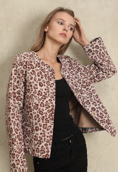 Grossiste MUSY MUSE - Veste jacquard leopard