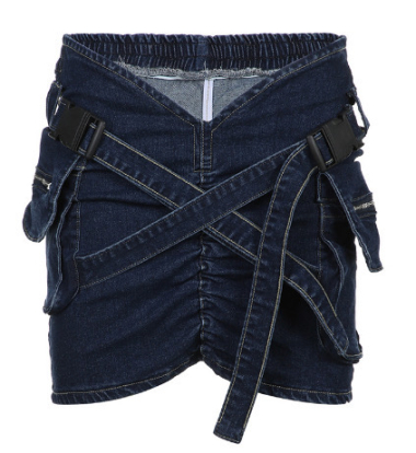 Wholesaler MW Studio - dark denim skirt with buckle