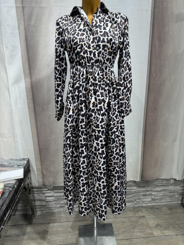 Grossiste MW Studio - robe leopard manche longue
