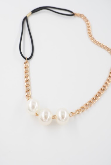 Wholesaler MY ACCESSORIES PARIS - HAIRBAND ELASTIC CHAIN AND PEARL