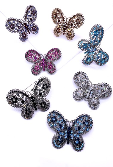 Wholesaler MY ACCESSORIES PARIS - Brooch butterfly crystal