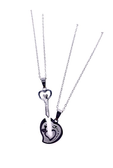 Wholesaler MY ACCESSORIES PARIS - Stainless Steel Necklace Couple Double Chain