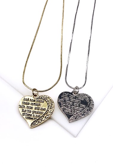 Wholesaler MY ACCESSORIES PARIS - Necklace chain heart handwritten