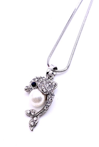 Wholesaler MY ACCESSORIES PARIS - Necklace chain pearl dolphin