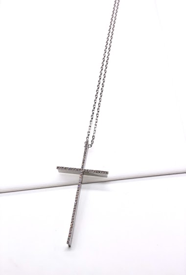 Wholesaler MY ACCESSORIES PARIS - Necklace crystal cross XL