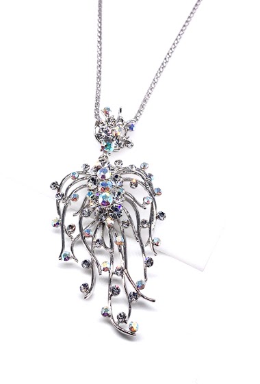 Wholesaler MY ACCESSORIES PARIS - Necklace cristal & rhodium