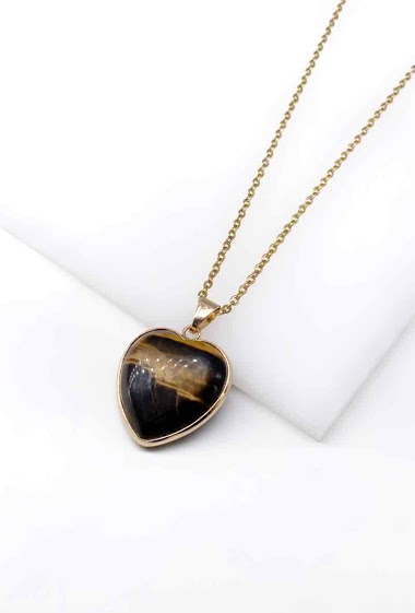 Wholesaler MY ACCESSORIES PARIS - Necklace heart stone
